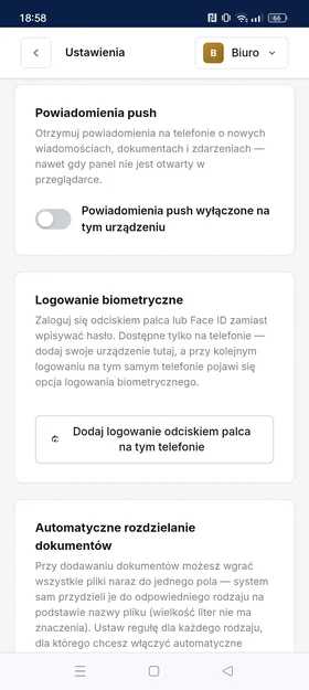Potwierdzenie zainstalowania aplikacji w Ustawieniach panelu