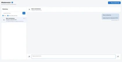 Rozmowa z biurem rachunkowym w module Wiadomości