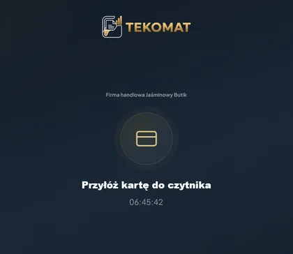 Ekran kiosku RFID — przyłożenie karty do czytnika loguje pracownika